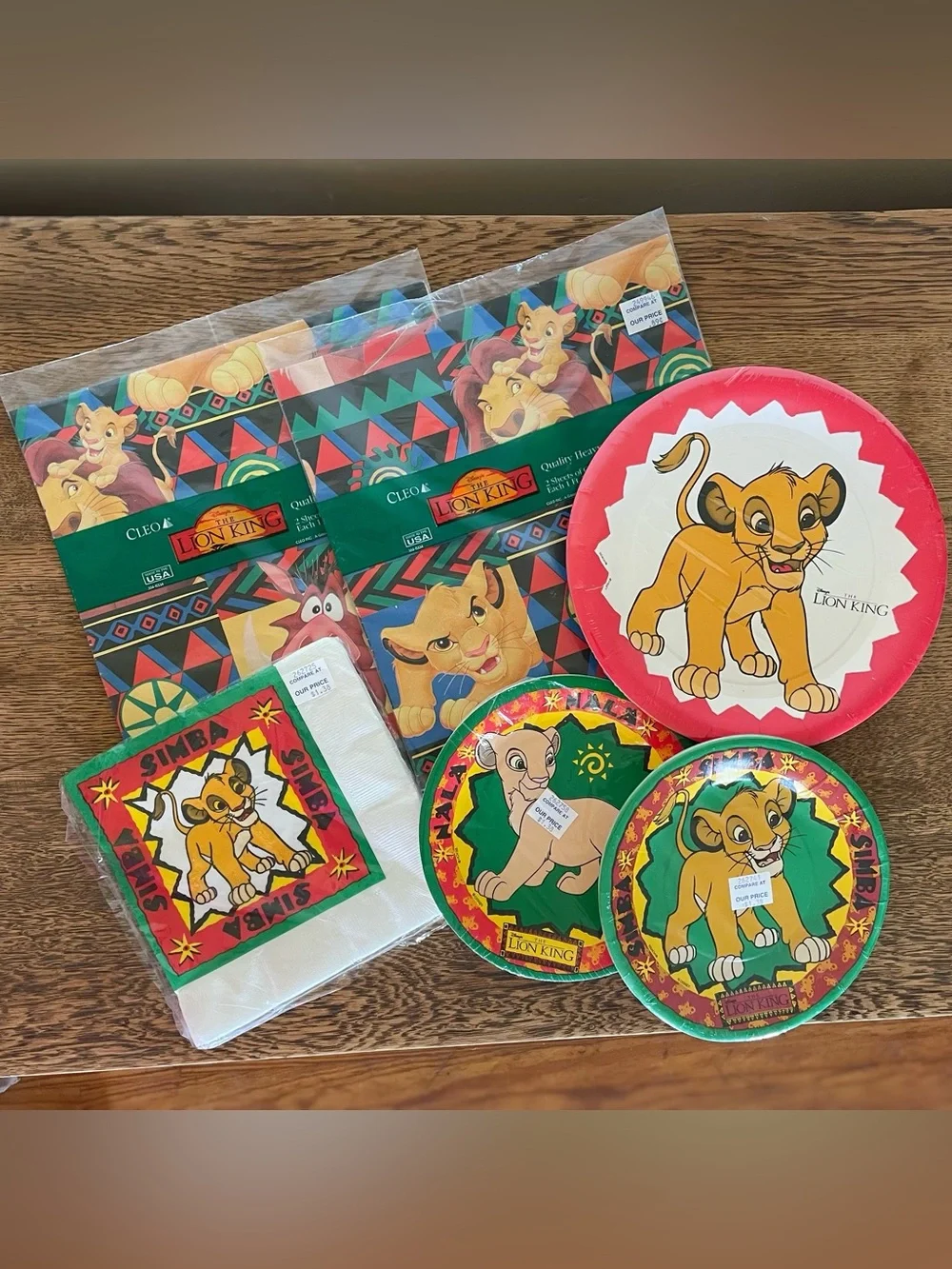 Vintage 90s Disney Lion King Party Bundle, Plates, Napkins & Wrapping Paper